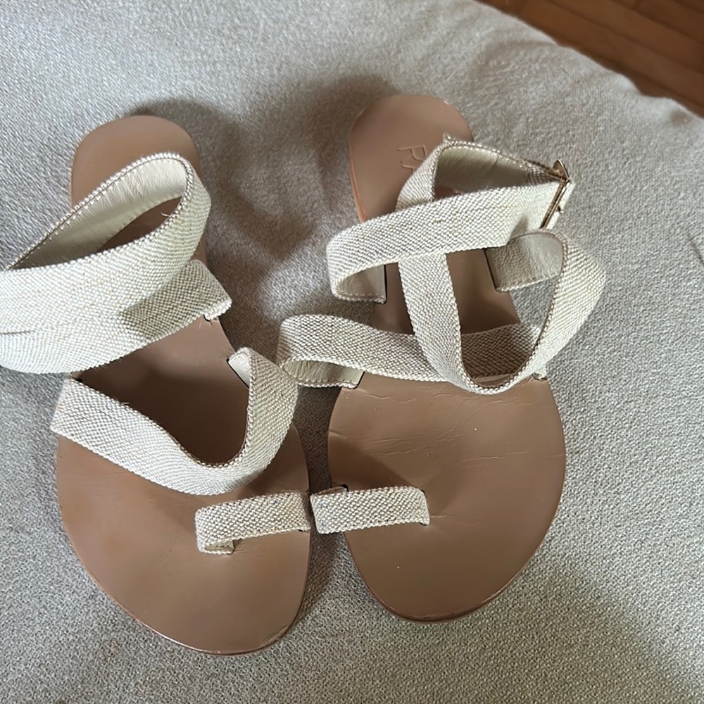 RAYE Cream Minimalist Sandals with Adjustable Straps
